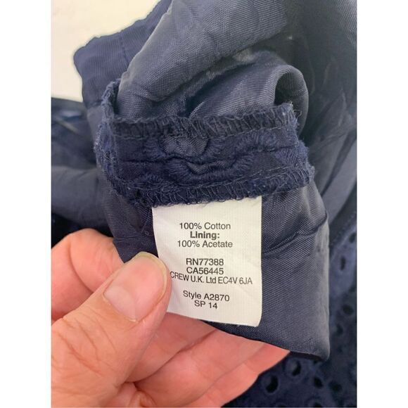 J Crew The Pencil Skirt Navy Eyelet Size 0 - Picture 7 of 9